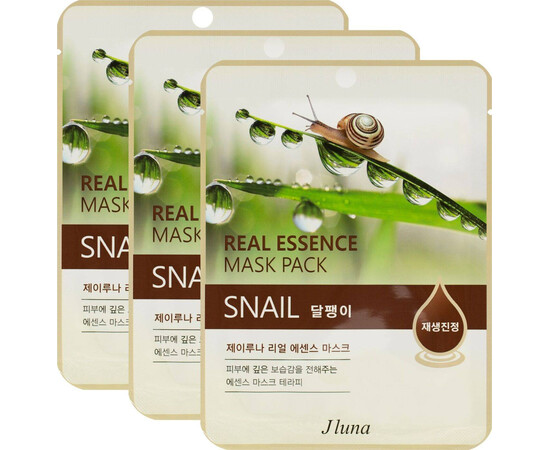JLuna Real Essence Mask Pack Snail - Тканевая маска с улиткой, 3 шт