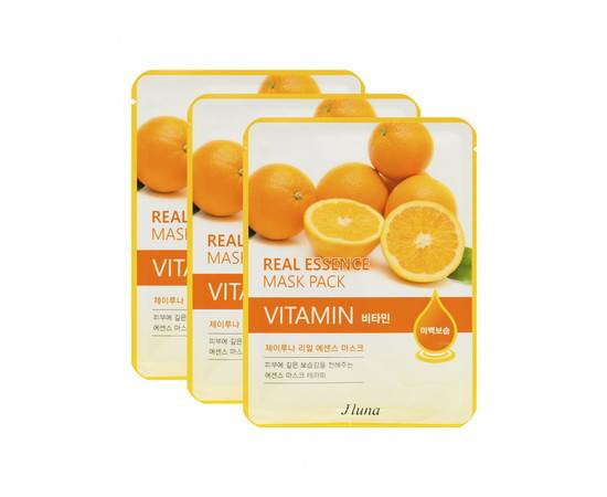 JLuna Real Essence Mask Pack Vitamin - Тканевая маска с витаминами, 3 шт