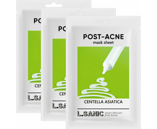 L.SANIC Centella Asiatica Post-Acne Mask Sheet - Тканевая маска с экстрактом центеллы азиатской против постакне, 3 шт
