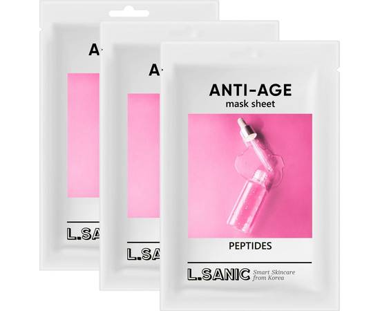 L.SANIC Peptides Anti-Age Mask Sheet - Антивозрастная тканевая маска с пептидами, 3 шт