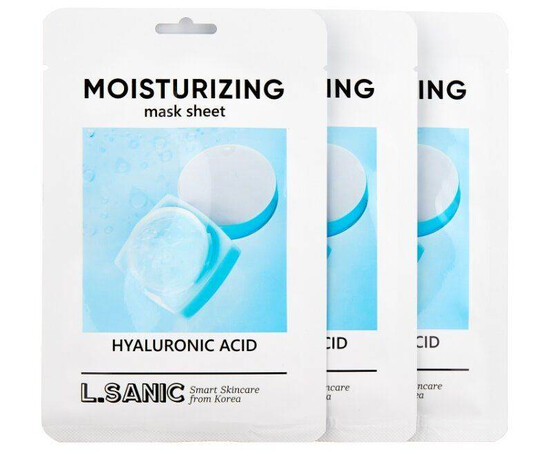 L.SANIC Hyaluronic Acid Moisturizing Mask Sheet - Увлажняющая тканевая маска с гиалуроновой кислотой, 3 шт