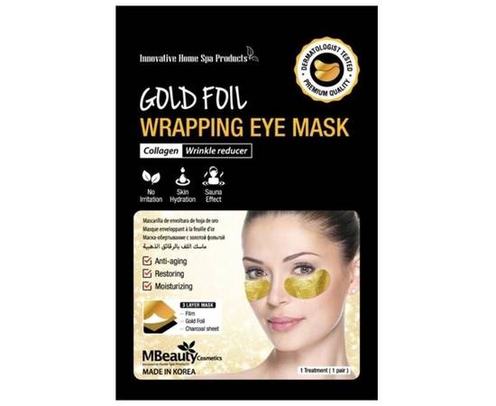 M.Beauty Gold Foil Wrapping Eye Mask - Антивозрастные золотые фольгированные патчи с коллагеном, 3 пары