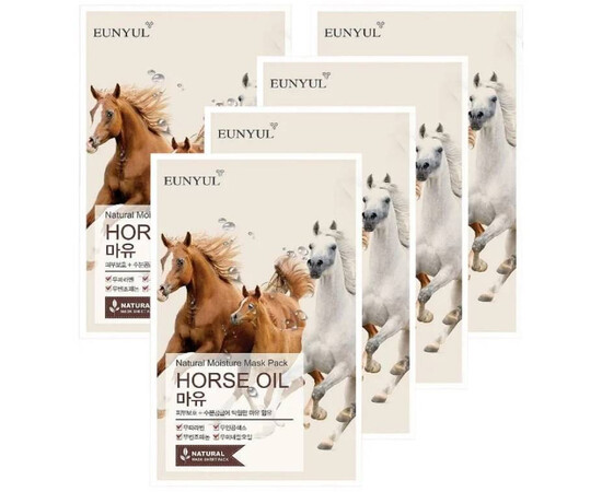 EUNYUL Natural Moisture Mask Pack Horse Oil - Маска тканевая с лошадиным маслом, 5 шт, Объём: 5 шт