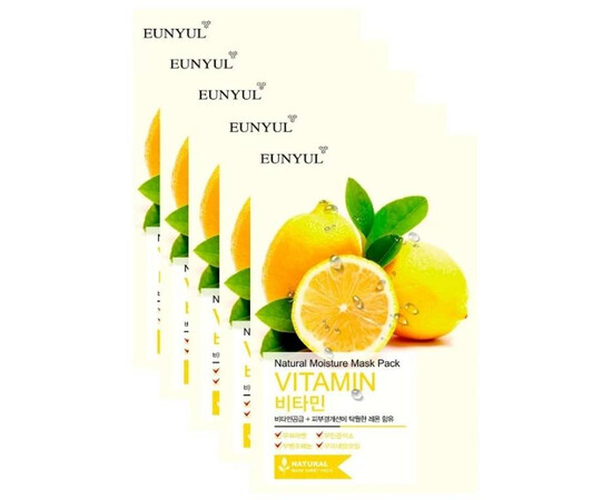 EUNYUL Natural Moisture Mask Pack Vitamin - Маска тканевая с витаминами, 5 шт, Объём: 5 шт
