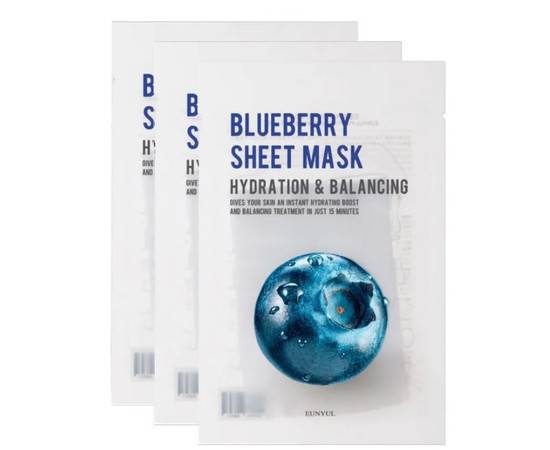 EUNYUL Purity Blueberry Sheet Mask - Тканевая маска с экстрактом черники, 3 шт