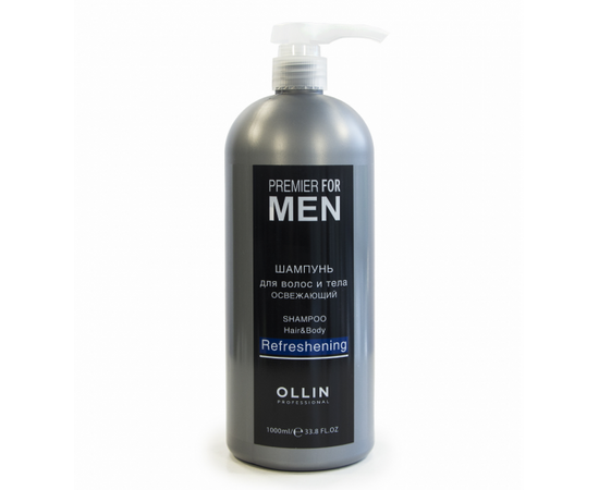 OLLIN Premier For Men Shampoo Hair&Body Refreshening - Шампунь для волос и тела освежающий 1000 мл, Объём: 1000 мл