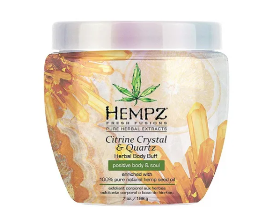 Hempz Fresh Fusion Citrine Crystal Quartz Herbal Body Buff - Скраб для тела интенсивный с мерцающим эффектом Желтый Кварц 198 гр