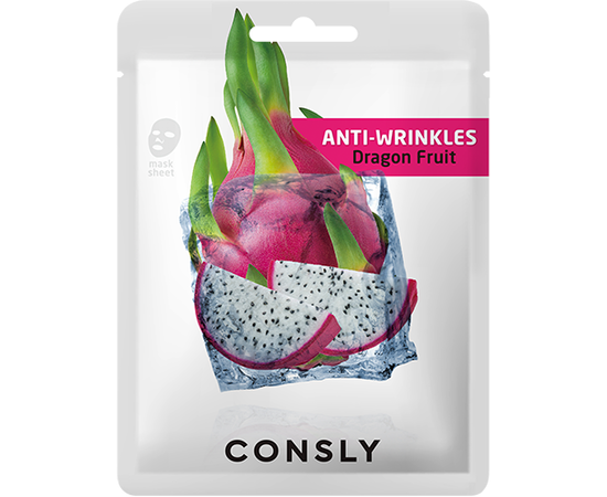 CONSLY Dragon Fruit Anti-Wrinkles Mask Pack - Антивозрастная тканевая маска с экстрактом драгонфрута 20 мл