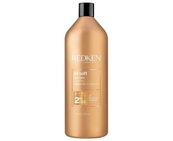 Redken All Soft Shampoo - Шампунь с аргановым маслом для сухих и ломких волос 1000 мл, Объём: 1000 мл