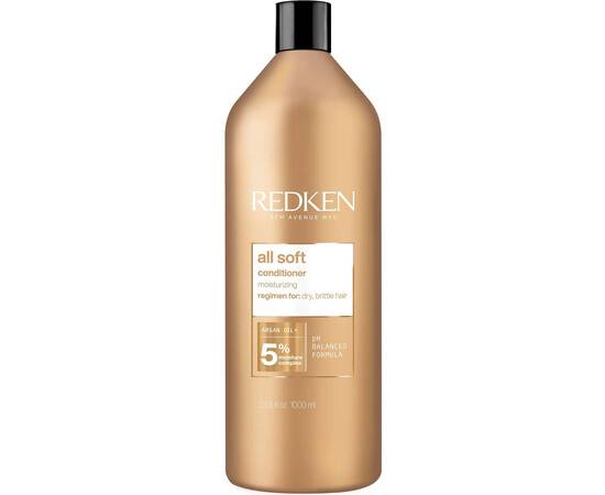 Redken All Soft Conditioner - Кондиционер с аргановым маслом для сухих и ломких волос 1000 мл, Объём: 1000 мл