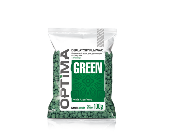 Depiltouch OPTIMA GREEN - Пленочный воск для депиляции в гранулах «GREEN» 100 гр, Объём: 100 гр