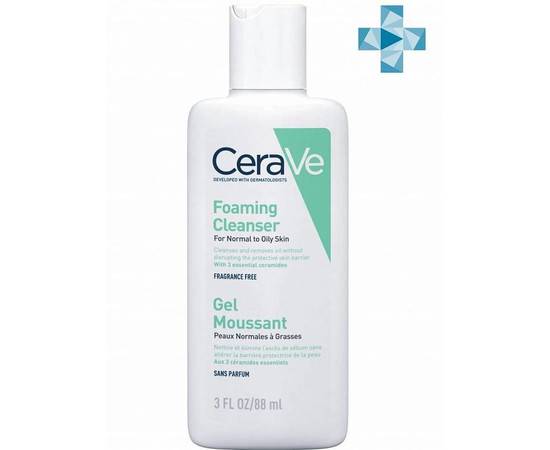 CERAVE Foaming Cleanser For Normal to Oil Skin - Очищающий гель для нормальной и жирной кожи лица и тела 88 мл, Объём: 88 мл