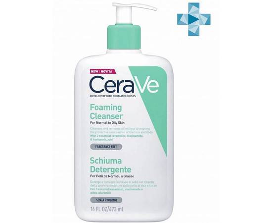CERAVE Foaming Cleanser For Normal to Oil Skin - Очищающий гель для нормальной и жирной кожи лица и тела 473 мл, Объём: 473 мл