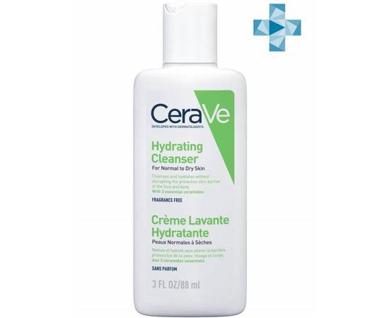 CERAVE Hydrating Cleanser - Увлажняющий очищающий крем-гель для нормальной и сухой кожи лица и тела детей и взрослых 88 мл