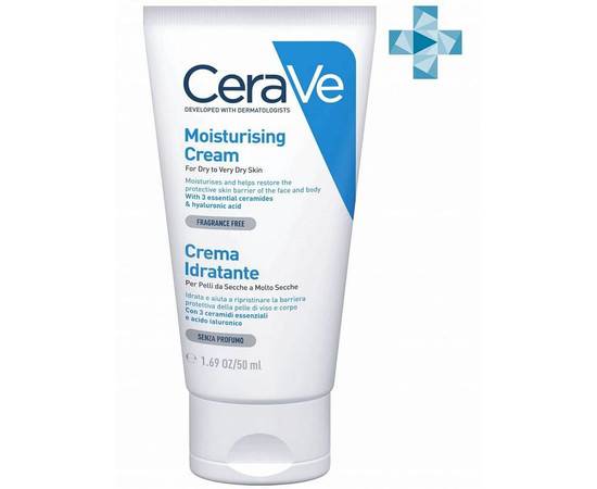 CERAVE Moisturising Cream For Dry to Very Dry Skin - Увлажняющий крем для сухой и очень сухой кожи лица и тела детей и взрослых 50 мл, Объём: 50 мл