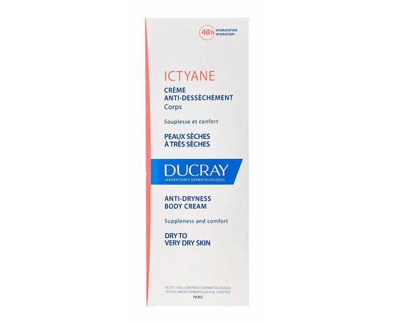 DUCRAY Ictyane Anti-Dryness Body Cream - Смягчающий увлажняющий крем для сухой кожи 200 мл