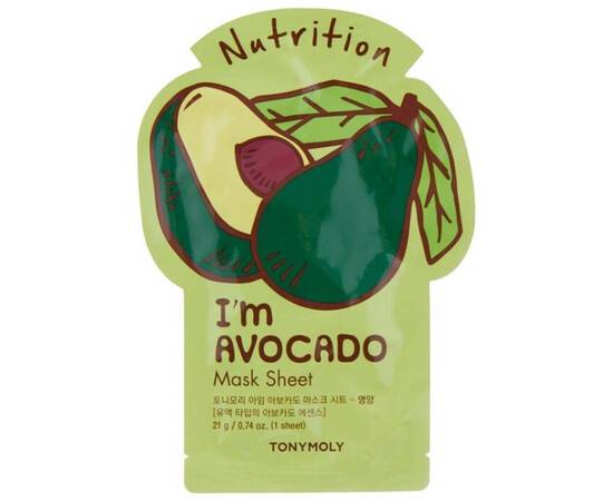 Tony Moly I'm AVOCADO Mask Sheet Nutrition - Тканевая маска для лица с экстрактом авокадо 21 мл