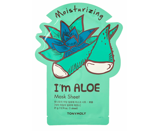 Tony Moly I"m ALOE Mask Sheet Moisturizing - Тканевая маска для лица с экстрактом алое вера увлажняющая 21 мл
