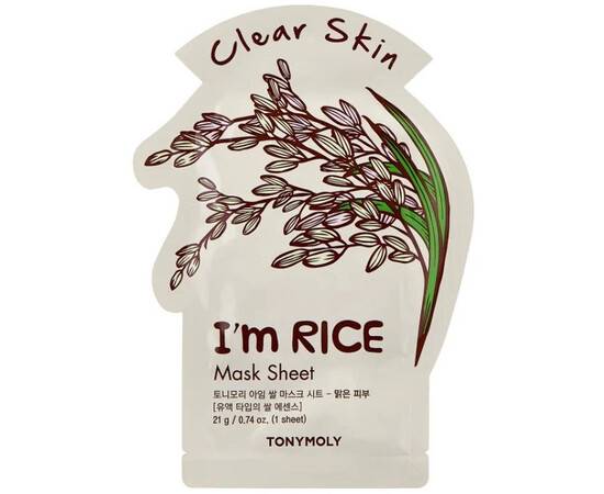 Tony Moly I'm RICE Mask Sheet Clear Skin - Очищающая тканевая маска для лица с экстрактом риса 21 мл