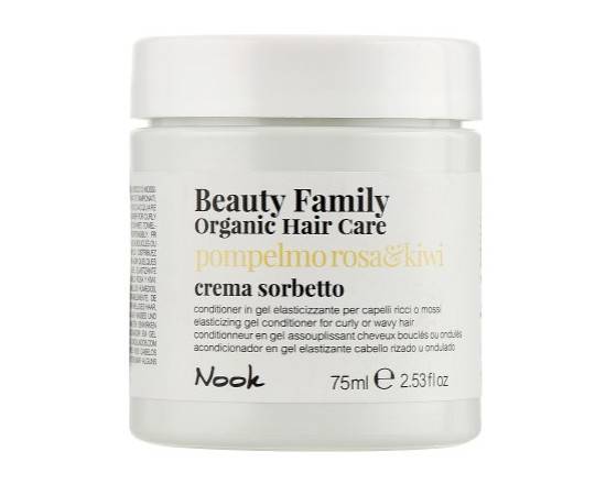 Nook Beauty Family Organic Hair Care Crema Sorbetto Pompelmo Rosa & Kiwi - Гель-кондиционер восстанавливающий для кудрявых или волнистых волос 75 мл, Объём: 75 мл