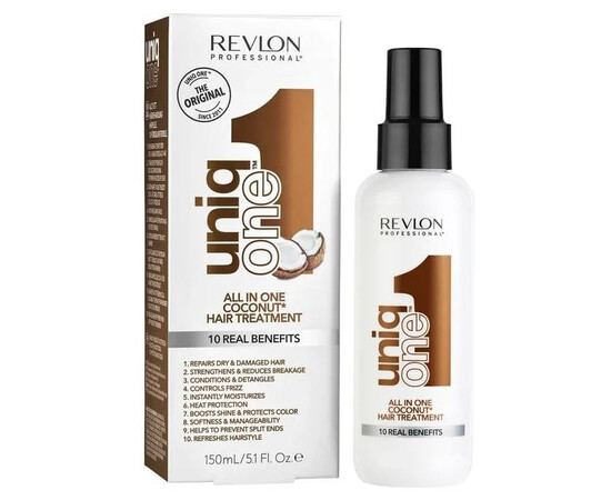Revlon Uniq One All in One Hair Treatment Coconut - Мультифункциональная маска-спрей  с ароматом кокоса 10 в 1 150 мл