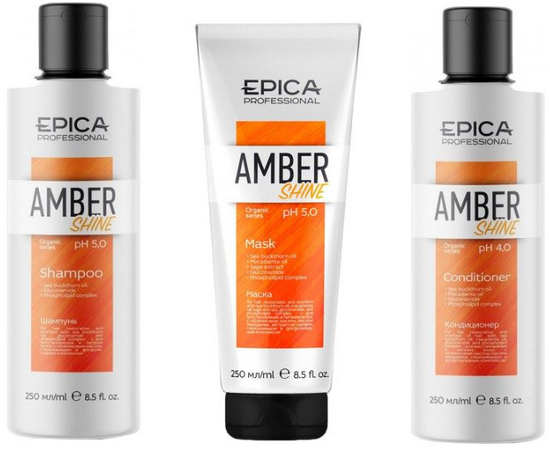 Epica Professional Набор Amber Shine Organic Set  - Набор: шампунь, кондиционер, маска