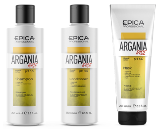 Epica Professional Argania Rise Organic Set  - Набор: шампунь, кондиционер, маска, изображение 2
