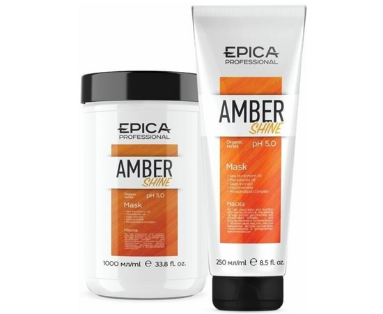 Epica Professional Amber Shine Organic Mask  - Маска для восстановления и питания волос 1000 мл, Объём: 1000 мл, изображение 2