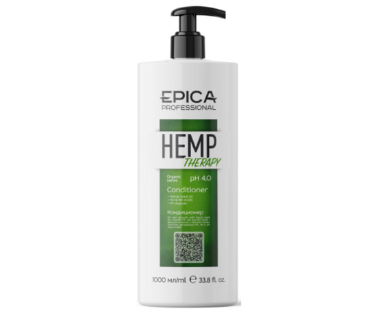 Epica Professional Hemp Therapy Organic Conditioner  - Кондиционер для роста волос с маслом семян конопли, витамином PP, AH и BH 1000 мл, Объём: 1000 мл