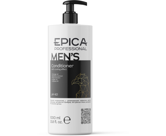 Epica Professional Men's Conditioner - Мужской кондиционер, с охлаждающим эффектом 1000 мл, Объём: 1000 мл