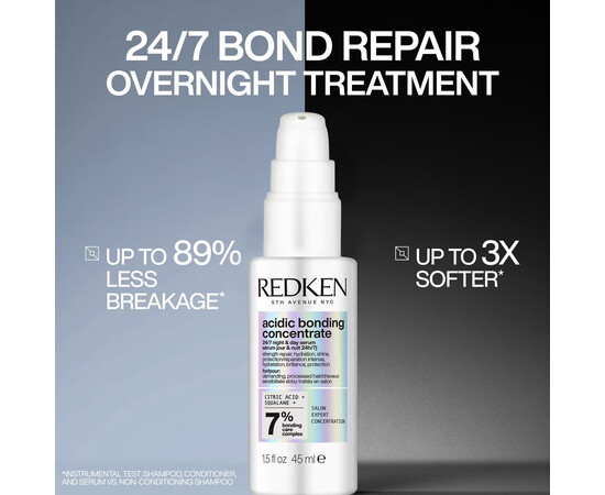 Redken Acidic Bonding Concentrate 24/7 Night & Day Serum – Кислотная укрепляющая сыворотка для дневного и ночного ухода, 100 мл, Объём: 100 мл, изображение 2