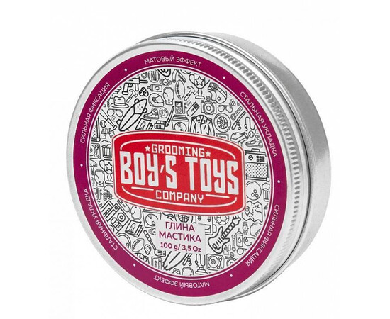 Boy's Toys Strong Hold Clay Putty - Глина для укладки волос высокой фиксации с низким уровнем блеска 100 мл, Объём: 100 мл, изображение 2