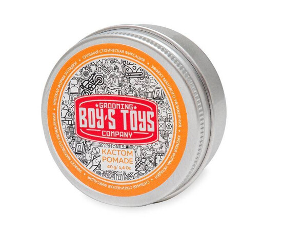 Boy's Toys Custom Pomade Strong Hold - Помада для укладки волос сильной фиксации и средним уровнем блеска 40 мл, Объём: 40 мл, изображение 2