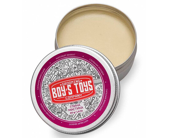 Boy's Toys Strong Hold Clay Putty - Глина для укладки волос высокой фиксации с низким уровнем блеска 40 мл, Объём: 40 мл, изображение 2